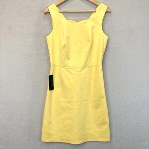 The Limited Yellow Scalloped Neck Sleeveless Sheath Dress